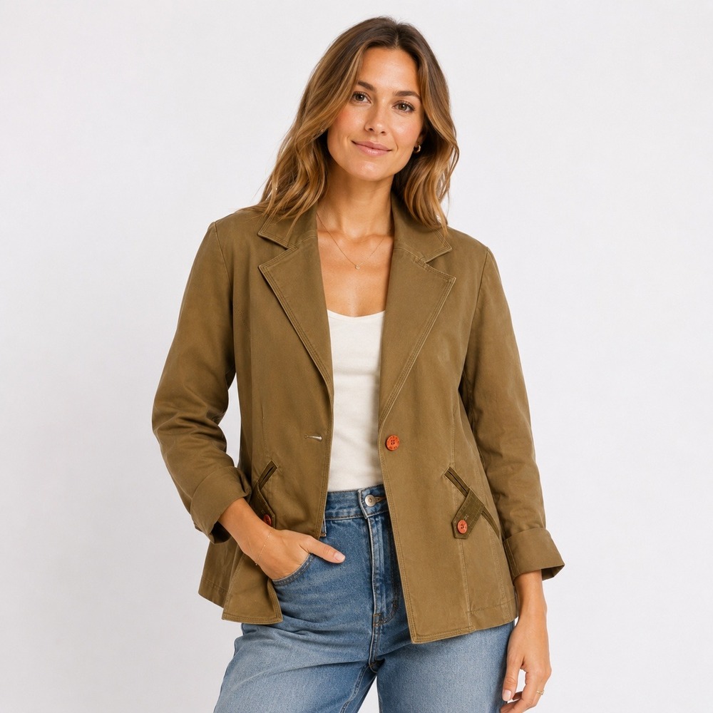 Tyler Boe Blazer Women 8 Camel Corduroy Trim Utility Creative Professional
